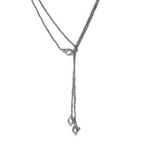 NEW Iris & Lily 925 Silver Faceted Bead ROPE NECKLACE 60" Freshwater Pearls NWT!